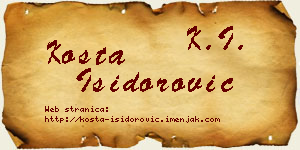 Kosta Isidorović vizit kartica